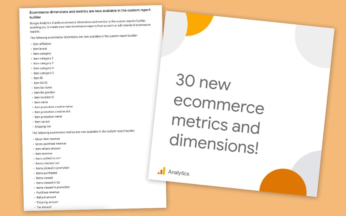 Google Analytics 4 får 30 nya dimensioner och mätvärden för e-handel
