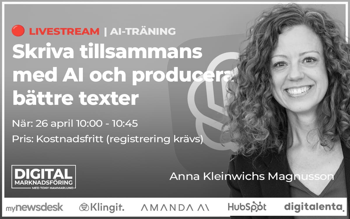 AI-träning #2: Skriva tillsammans med AI och producera bättre texter – Anna Kleinwichs Magnusson
