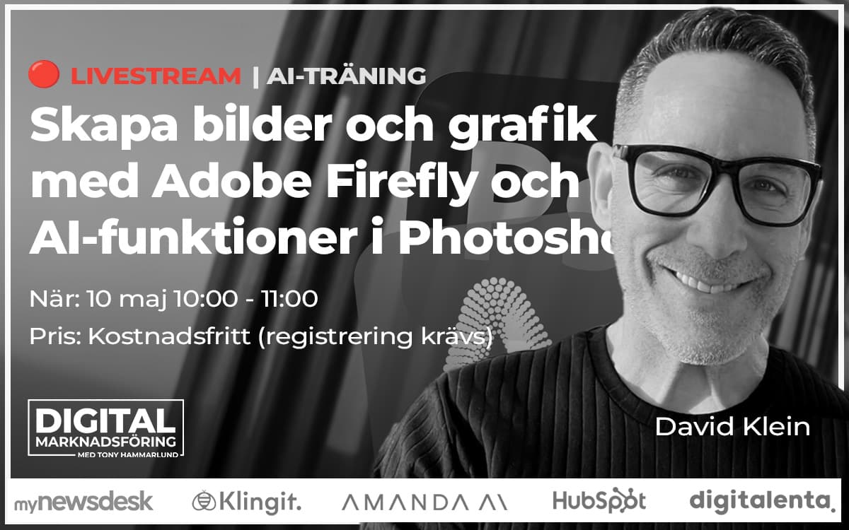 AI-träning #3: Skapa bilder och grafik med Adobe Firefly och AI-funktioner i Photoshop – David Klein