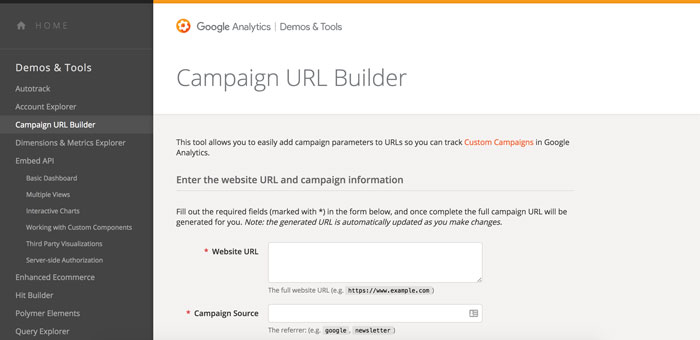 Screenshot Google Campaign URL Builder